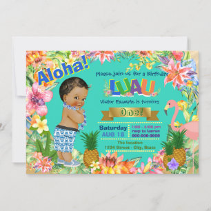 Hawaiansk Luau för etnisk pojke födelsedagsfest Inbjudningar