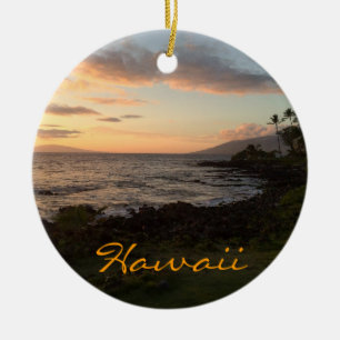 Hawaiansk ösolnedgångprydnad julgransprydnad keramik