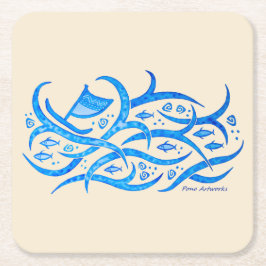 Hawaiansk Petroglyphkanot på stam- underlägg för Papper Kvadrat