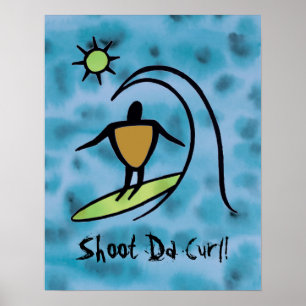 Hawaiansk Petroglyphsurfare som rider Poster