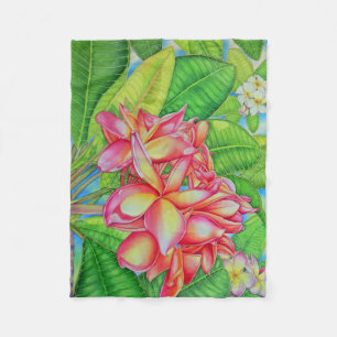 Hawaiansk Plumeria Fleecefilt