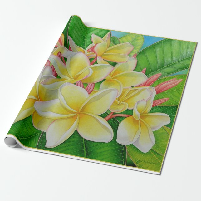 Hawaiansk Plumeria Presentpapper (Utrullad)