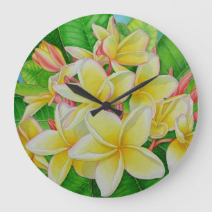 Hawaiansk Plumeria Stor Klocka