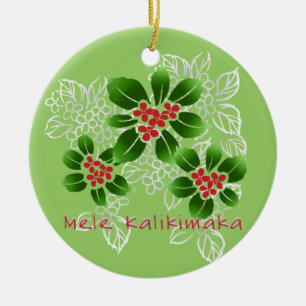 Hawaiansk röd järnekMele Kalikimaka jul Julgransprydnad Keramik
