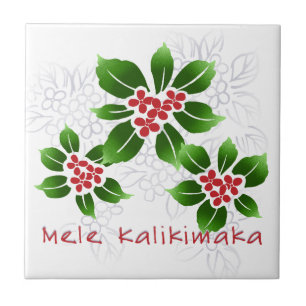 Hawaiansk röd järnekMele Kalikimaka jul Kakelplatta
