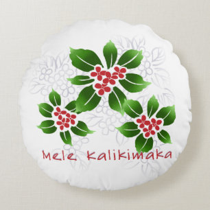 Hawaiansk röd järnekMele Kalikimaka jul Rund Kudde