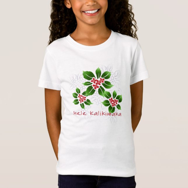Hawaiansk röd järnekMele Kalikimaka jul Tee Shirt (Framsida)