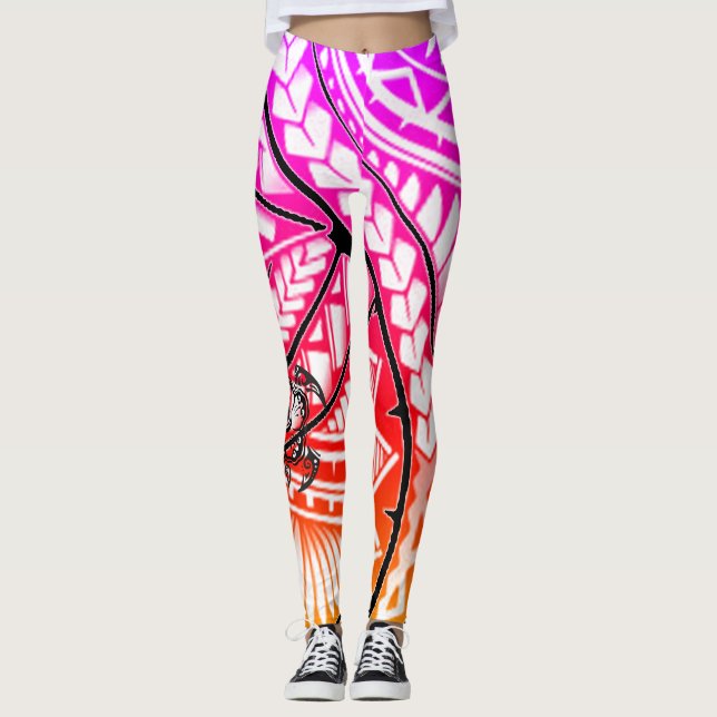 Hawaiansk stam- damasker leggings (Framsida)