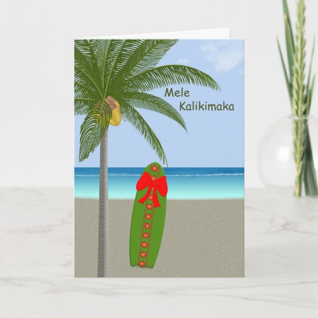 Hawaiansk stil för god jul helgkort (Framsida)