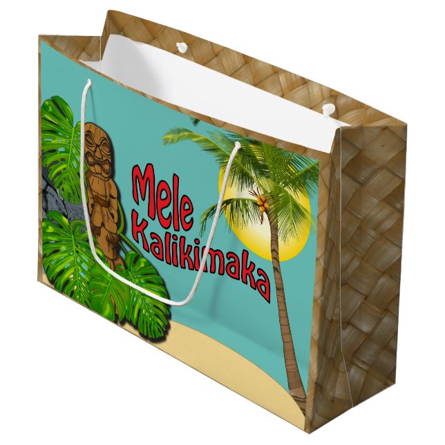 Hawaiansk stor Tiki Mele Kalikimaka juldagen (Framsidan Vinklad)