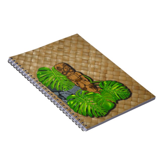 Hawaiansk Tiki Lauhala anteckningsbok Med Spiral (Högra Sidan)