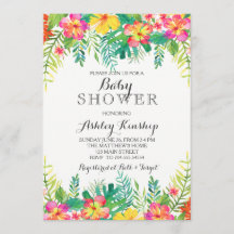 Hawaiansk tropisk baby showerinbjudan