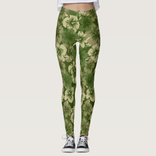 Hawaiansk tropisk blom- oliv för episk hibiskus leggings