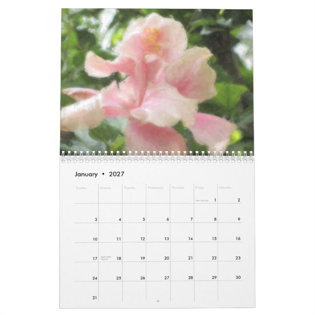 Hawaiansk tropisk kalender för floror 2015 (Jan 2027)