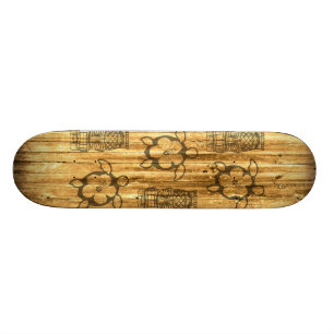 Hawaianska Honu och Tiki maskerar Mini Skateboard Bräda 18,5 Cm