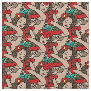 Hawaianska Hula dansare Tyg