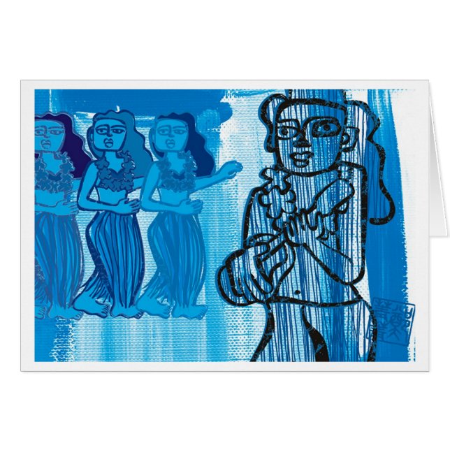 Hawaianska Hula flickor Hälsningskort (Framsidan Horizontal)