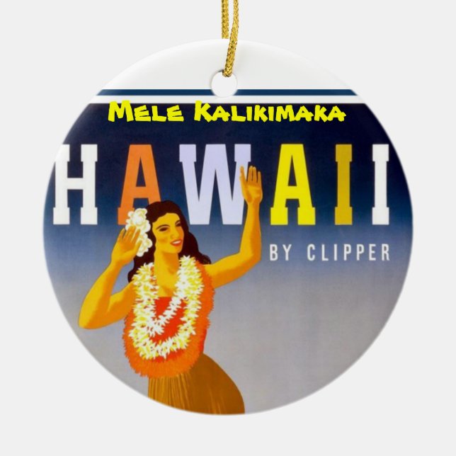 Hawaianska Hula flickor Mele Kalikimaka Julgransprydnad Keramik (Framsidan)