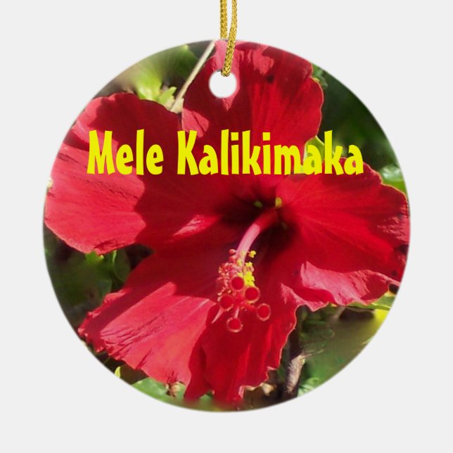 Hawaianska Mele Kalikimaka Julgransprydnad Keramik (Framsidan)