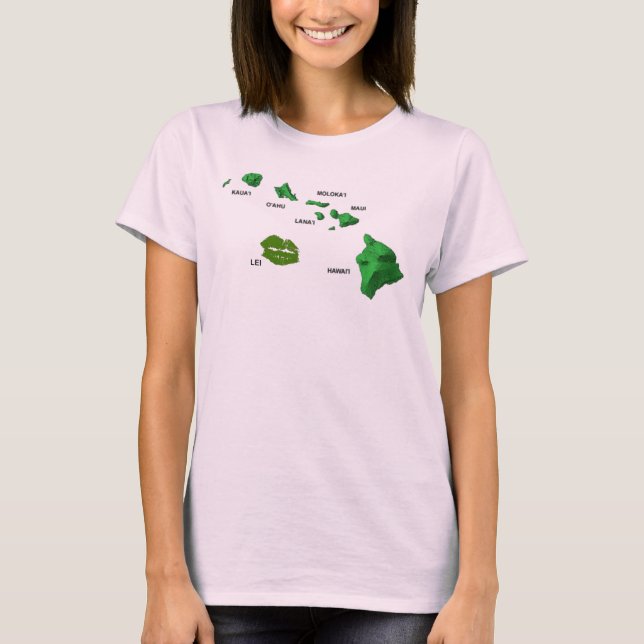 Hawaianska öar med den sällan sedda Leiön Tee Shirt (Framsida)
