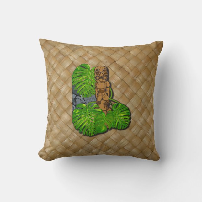 Hawaianska Tiki Lauhala kudder Kudde (Framsida)
