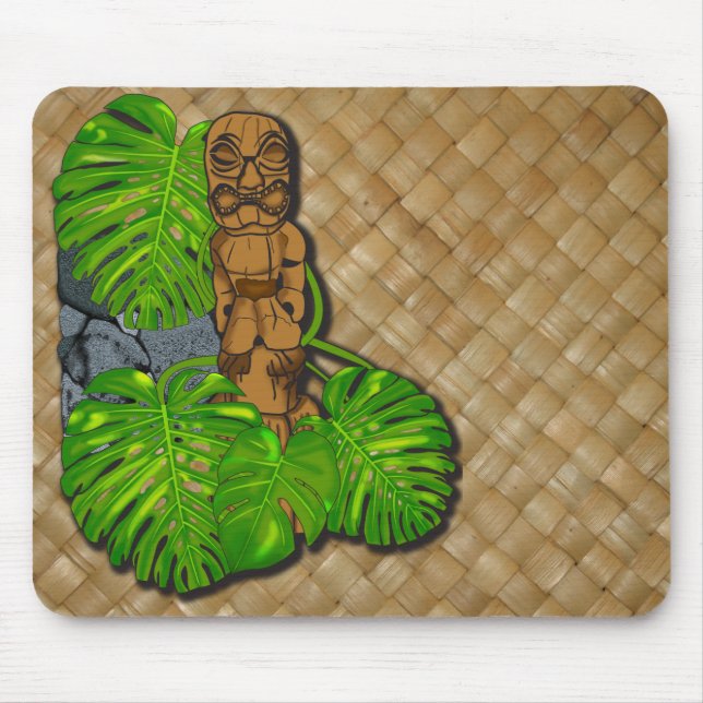 Hawaianska Tiki Lauhala Mousepad Musmatta (Framsidan)