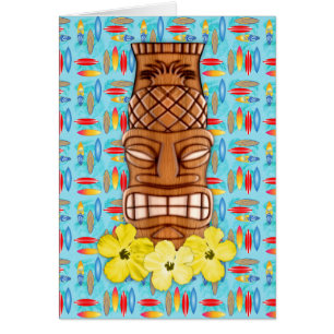 Hawaianska Tiki maskerar Hälsningskort