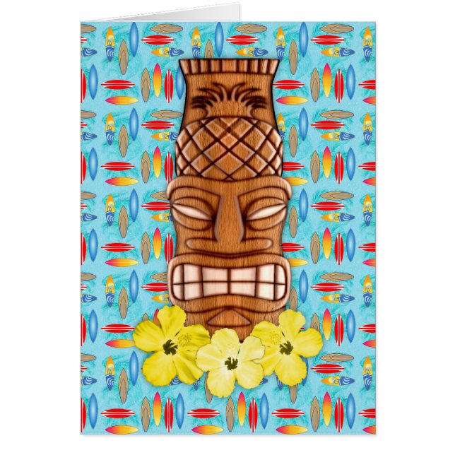 Hawaianska Tiki maskerar Hälsningskort (Framsidan)