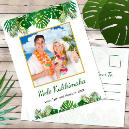 Hawaianskt foto för Mele Kalikimaka julljus Helg Vykort