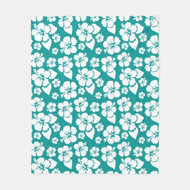 Hawaianskt hibiskusblommamönster fleecefilt (Framsidan)