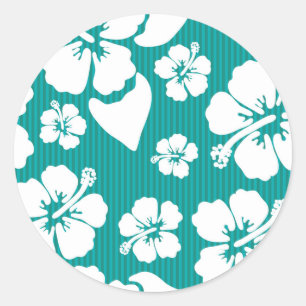 Hawaianskt hibiskusblommamönster runt klistermärke