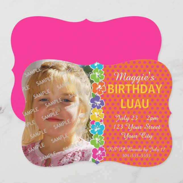 Hawaianskt Luau party Inbjudningar (Fram/baksida)