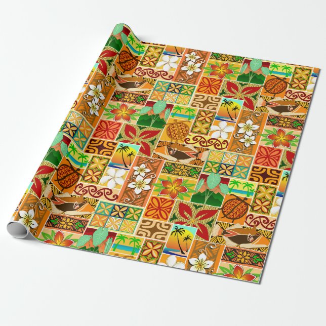 Hawaianskt motiv 004 presentpapper (Utrullad)