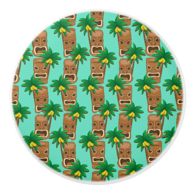 Hawaianskt Tiki repetitionmönster Knopp (Framsidan)