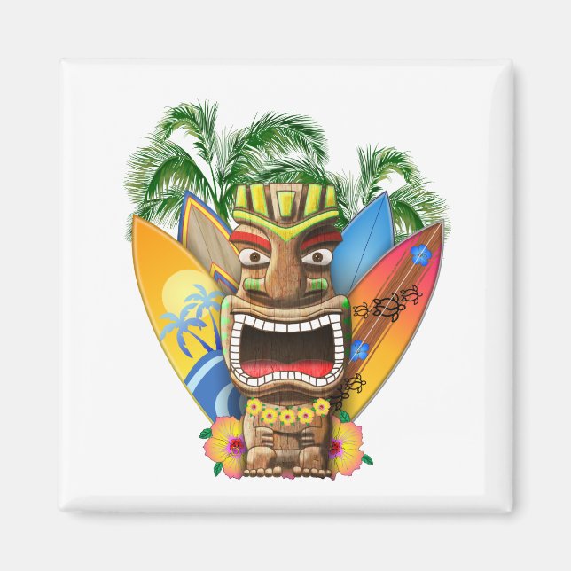 Hawaianskt Tiki surfa Magnet (Framsidan)