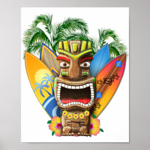 Hawaianskt Tiki surfa Poster