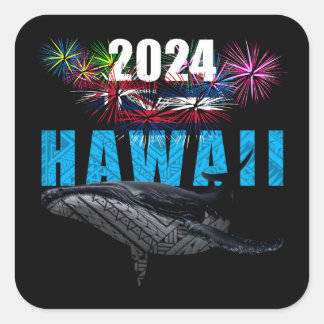 HAWAII 2024 POLYNESISKA TRIBAL HUMPBACK FIREWORKS FYRKANTIGT KLISTERMÄRKE