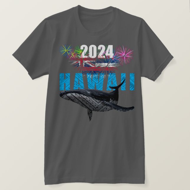 HAWAII 2024 POLYNESISKA TRIBAL HUMPBACK FIREWORKS T SHIRT (Design framsida)