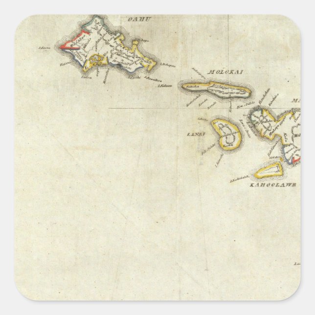 Hawaii 3 fyrkantigt klistermärke (Framsida)