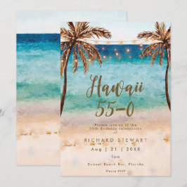 Hawaii 55 0 55:e stranden födelsedagsfest inbjudan