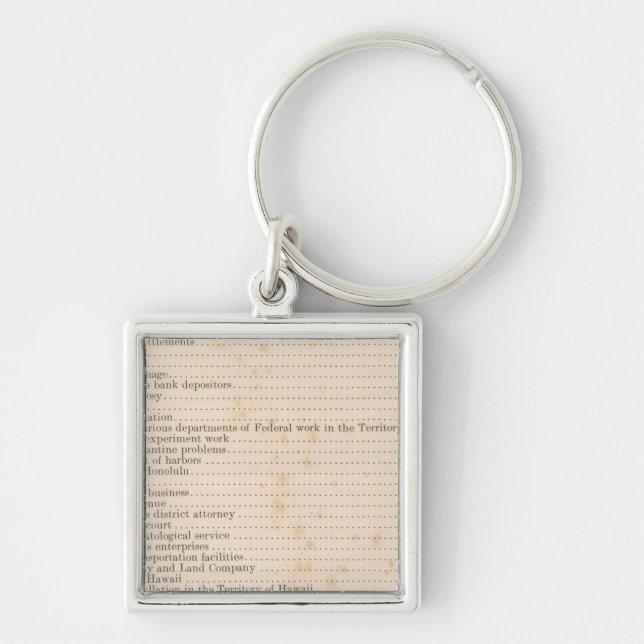 Hawaii 5 fyrkantig silverfärgad nyckelring (Framsidan)