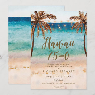 Hawaii 75 0 75:e-strandens födelsedagsfest inbjudningar
