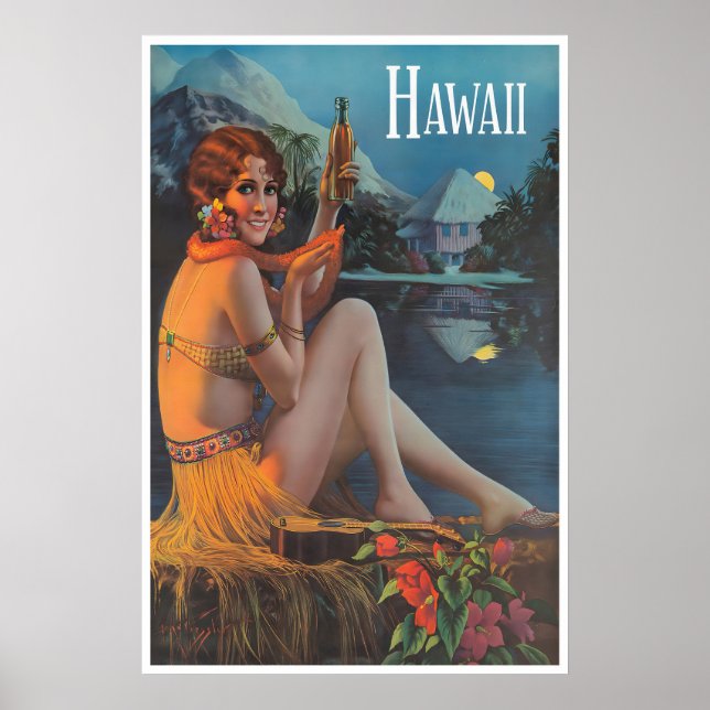 Hawaii-affisch Hawaiisk konst Tiki Bar Print Poster (Framsidan)