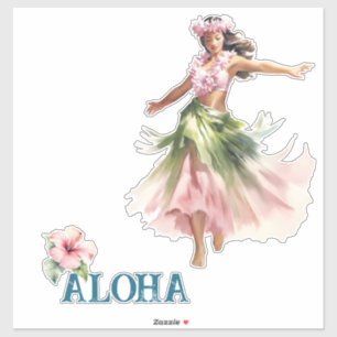 Hawaii Aloha Dancer Hibiscus Flower Klistermärken