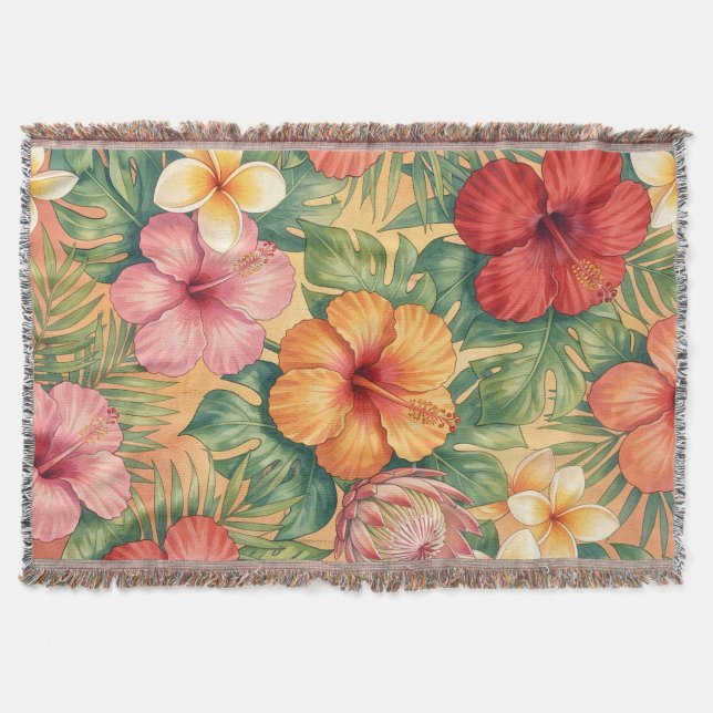 Hawaii aloha dekorativa blommönster filt (Framsidan)