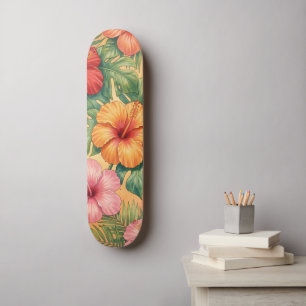 Hawaii aloha dekorativa blommor mönster mini skateboard bräda 18,5 cm