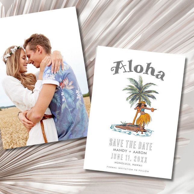 Hawaii Aloha Destination Wedding Photo Spara Datumet (Hawaii Aloha Destination Wedding Photo Save The Date)