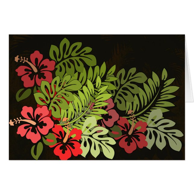 Hawaii Aloha Flower Art Print Hälsningskort (Framsidan Horizontal)