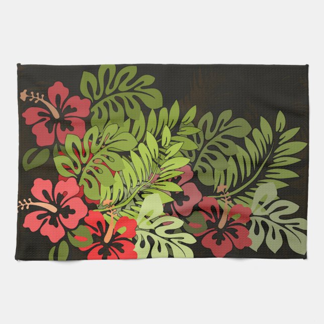 Hawaii Aloha Flower Art Print Kökshandduk (Horisontell)