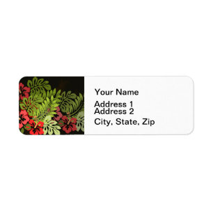 Hawaii Aloha Flower Art Print Returadress Etikett
